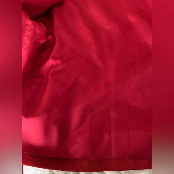 Bright red blazer jacket custom tailored collarless button-down pocket heads L - Picture 13 of 15